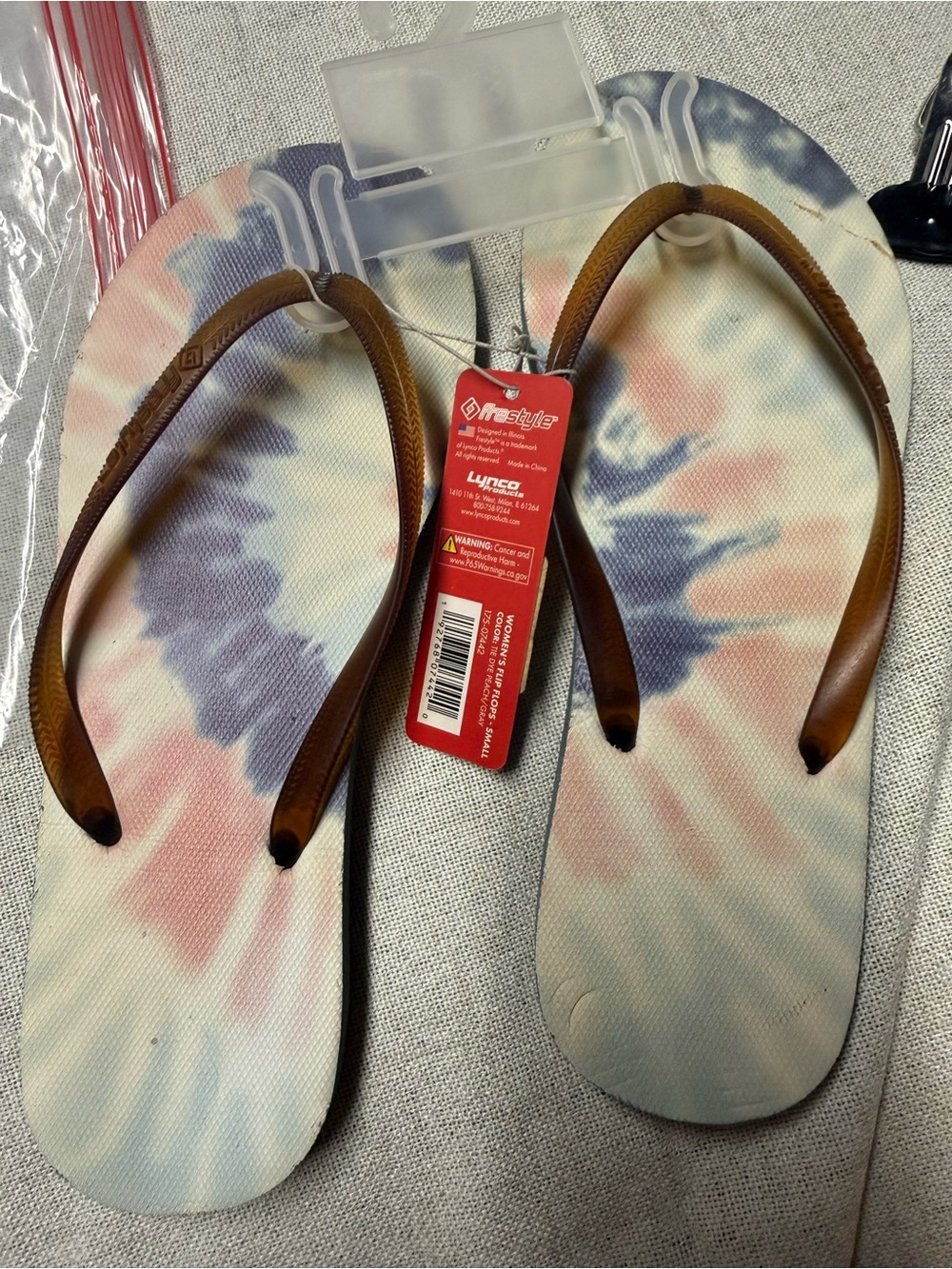 Freestyle Tie-Dye Flip Flops with Brown Straps